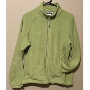 Columbia Women M Full Zip Neon Green Fleece Jacket Pile Pockets